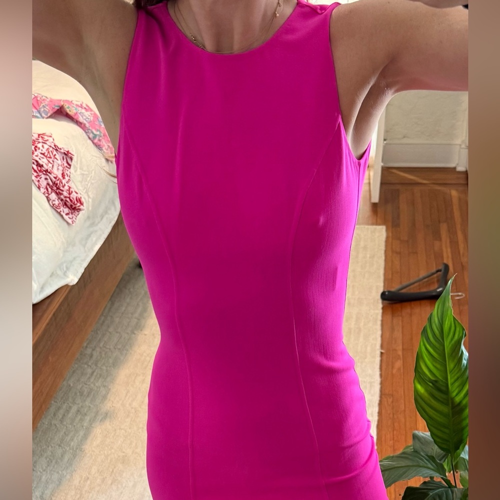 Michael Kors Pink Halter Bodycon Midi Dress